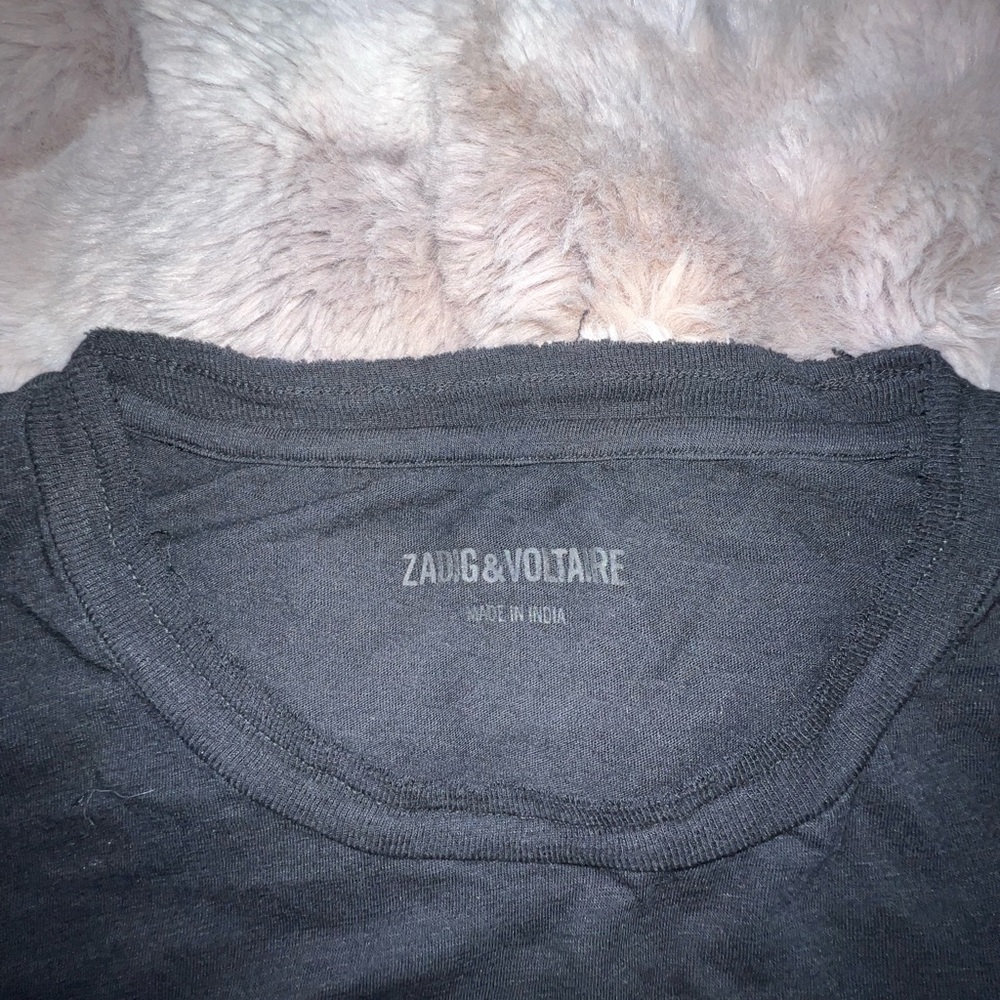 Zadig & Voltaire Skinny Mon Amour Foil Tee Shirt Black - Picture 13 of 13